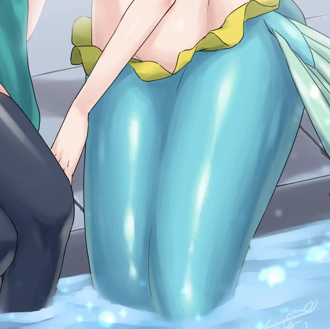 #人魚の尾ビレは自由に描いていいから皆も人魚描こう最近ヒレまで描いてないけど 