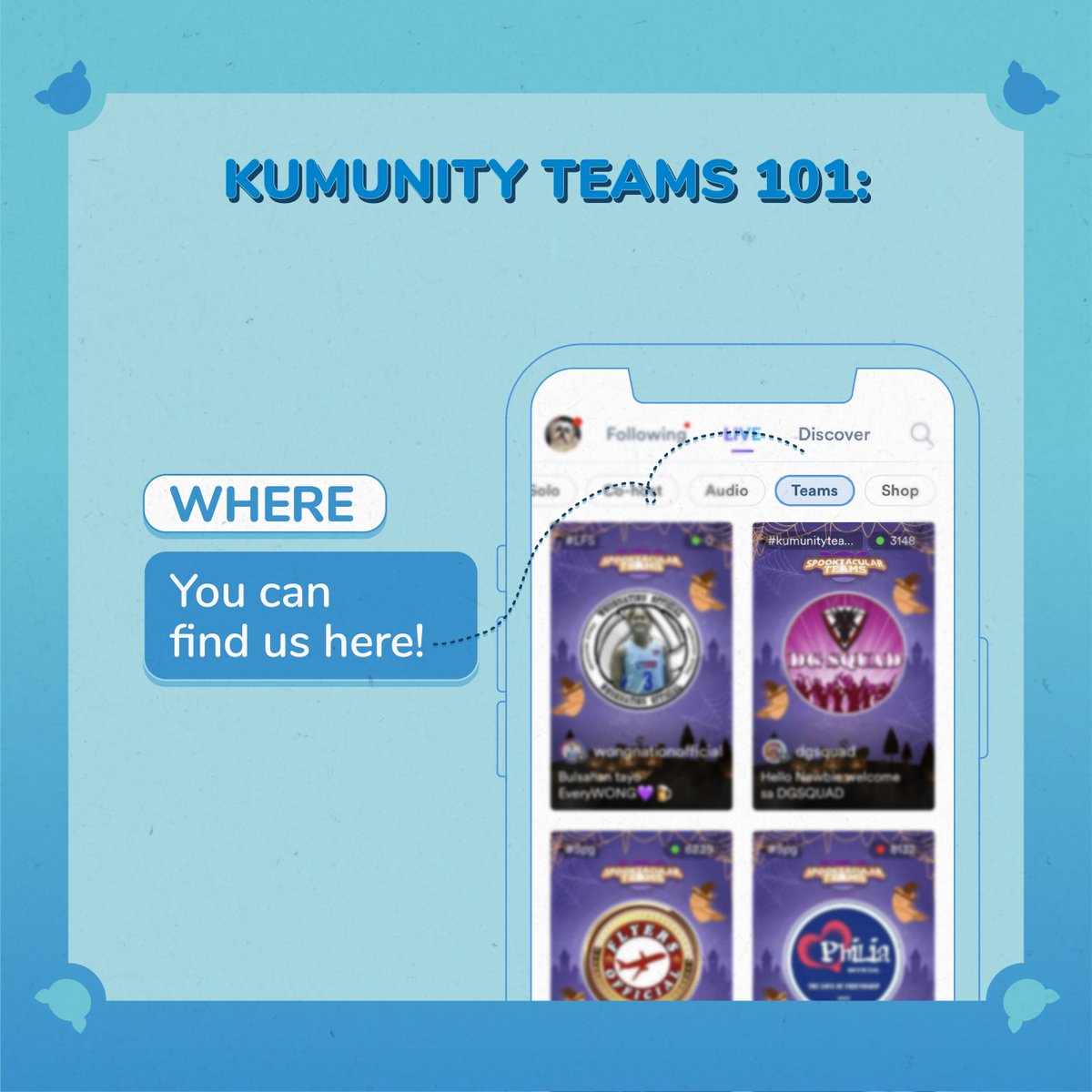 kumuPH's tweet photo. Here's how to join #KumunityTeams! Welcome ka dito!
#TaraKumu #kumuPH Karlito loves you! https://t.co/sROUgwceFV