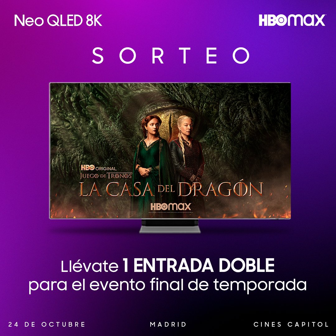 🔥🔥SORTEO🔥🔥
Algún fan de #LaCasaDelDragón por aquí???? 

¡Tenemos EVENTO FINAL DE TEMPORADA y sorteamos una ENTRADA DOBLE! 🎟️

🐉 Follow <a href="/SamsungEspana/">Samsung España</a> y @HBOMaxES 
🐉 RT
🐉 Elige bando usando el hashtag #Rhaenyra o #Alicent. 

📆¡Participa hasta el 23/10!