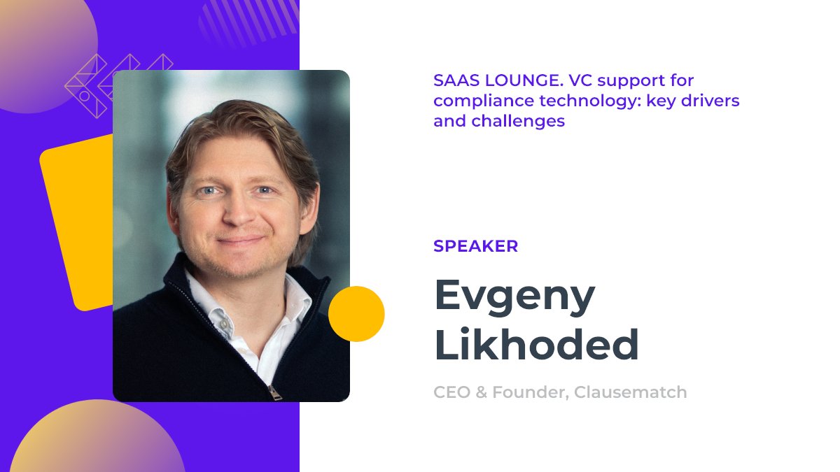 .@evgenyy: 'We're seeing a growing #investment and M&A activity in the #Compliance and #RegTech market because the regulatory burden is increasing and compliance is not optional.' Join the SaaS Lounge VC Talks on November 3 at 2 pm BST | 10 am EST👉: bit.ly/3eF4hcw