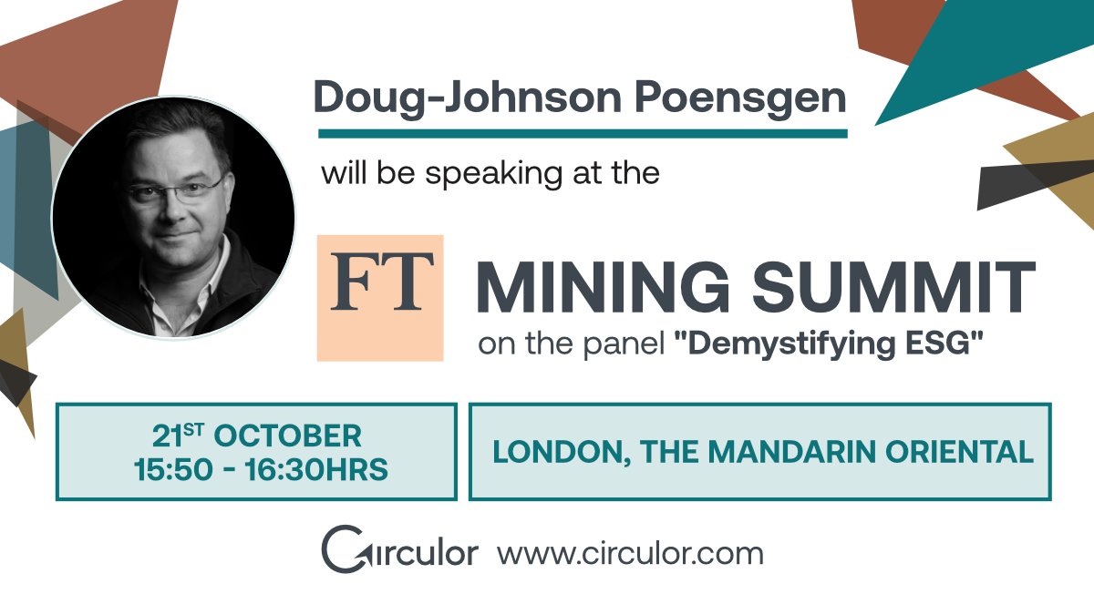 dougj_p's tweet photo. Join me on Friday 21st October for an engaging discussion at the @ftlive  #miningsummit about how we can ensure that the primary extractive industry leads in creating controls to deliver a #sustainable path forward.

https://t.co/z3pHFegFW5 https://t.co/dTiPxwxBMa