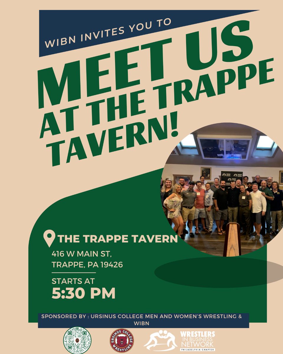 The networking opportunity of the year is here! Meet us at the Trappe Tavern for the chance to eat, drink, and connect with wrestling professionals! If you have any questions about this event,
contact us for more information. See you soon! Register Today: bit.ly/3efs7eL