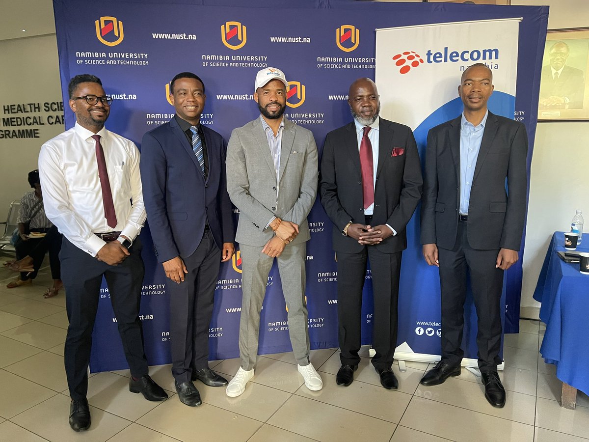 ceotelnam's tweet image. @TelecomNamibia just signed an MOU with the VC of l @NUST_Namibia Dr. Naomab, creating opportunities for #Internships &amp;amp; #Experiential learning at #TelecomNamibia and for #R&amp;amp;D in #ICT #CyberSecurity, during the #TNInnovationWeek and #Hackathon