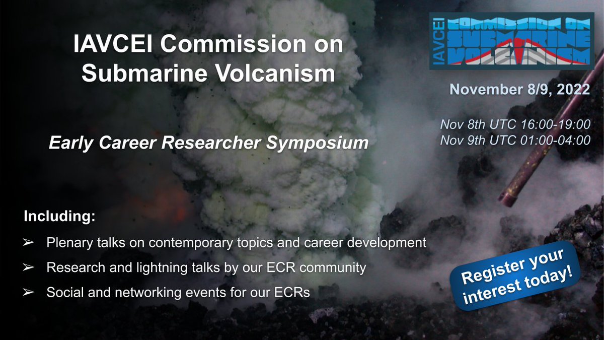 🚨🚨🚨ECR Research Symposium November 8/9 - IAVCEI Commission on Submarine Volcanism🚨🚨🚨 An opportunity for ECRs to present research (short and lightning talks), 2 sesions for different time zones! Register your interest 👉forms.gle/Y3qGy93g8ZceJF…