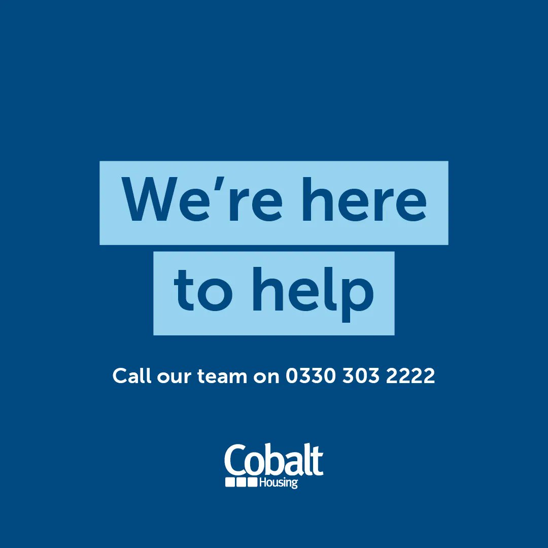 We would like to remind Cobalt tenants to get in touch with us if you are struggling with money, rent payments, energy bills, food, clothing or anything else. Whatever your situation, our team are here to help on 0330 303 2222 ☎️