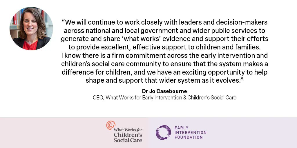 Foundations (@foundationsww) on Twitter photo Today is a milestone in creating What Works for Early Intervention & Children's Social Care
We are pleased to announce <a href="/JoshMacAlister/">Josh MacAlister MP</a> has been appointed executive chair, and <a href="/jocasebourne/">Jo Casebourne</a> as CEO, to lead the merger of @TheEIFoundation & @whatworksCSC
buff.ly/3Vwk65U Today is a milestone in creating What Works for Early Intervention & Children's Social Care
We are pleased to announce <a href="/JoshMacAlister/">Josh MacAlister MP</a> has been appointed executive chair, and <a href="/jocasebourne/">Jo Casebourne</a> as CEO, to lead the merger of @TheEIFoundation & @whatworksCSC
buff.ly/3Vwk65U