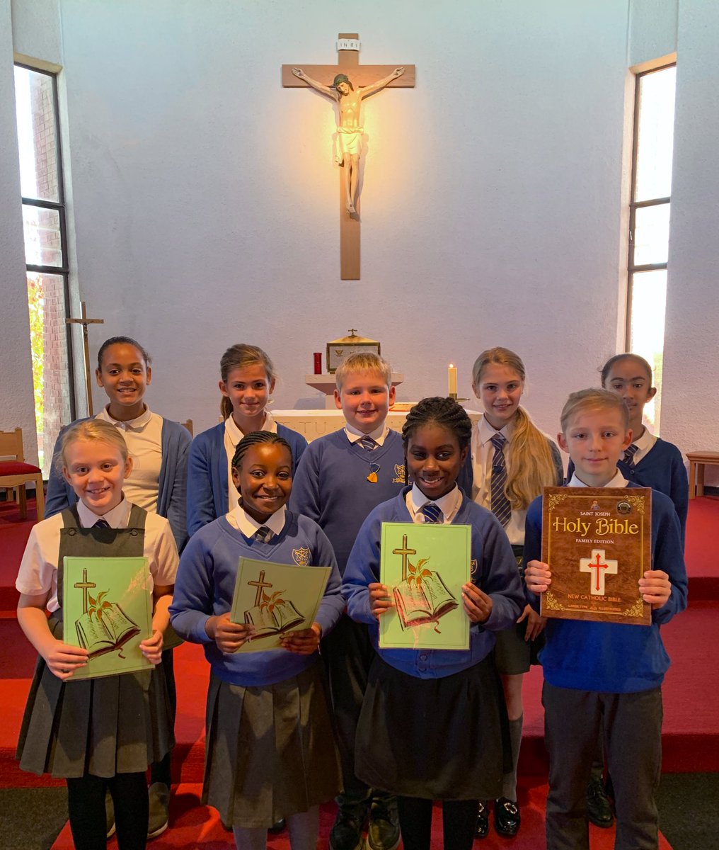 SaintPetersSch's tweet photo. Year 6 read wonderfully in mass this week. Thank you Father Gary for saying a prayer of dedication over our new school Bible @olsrsp #StPetersCatholicLife https://t.co/svgyMj2bkw
