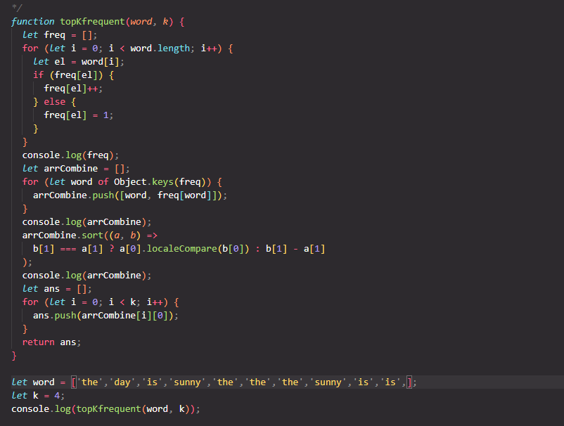 sandeepdevps's tweet photo. Top K Frequent Words - LeetCode https://t.co/QXdzGRpIX2 
#leetcode
#100devs
#100daysofcodingchallenge 
#100daysOfCoding
#javascript 
#javascript3 https://t.co/lYxuWykNGq