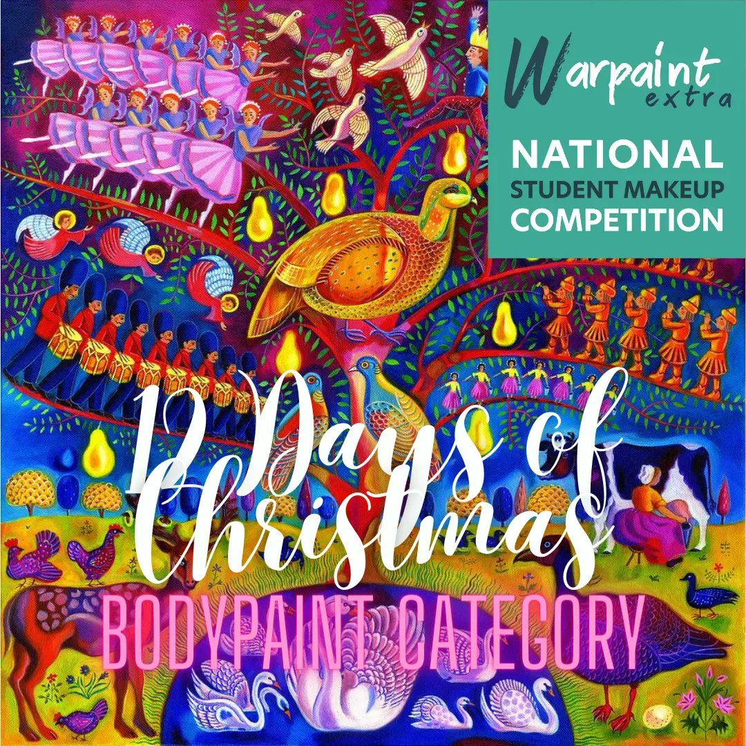 Warpaint_Mag's tweet photo. The #WarpaintExtra National Student Makeup Competition takes place on 25th Nov at @LookGoodLiveUK. The theme for the Bodypaint Category is The Twelve Days of Christmas, judged by @bodypaintingbycat & @middleagedmaker.
https://t.co/HWwDdNo8mB
#warpaint_mag #lookgoodlive https://t.co/zc6IwIZiLi