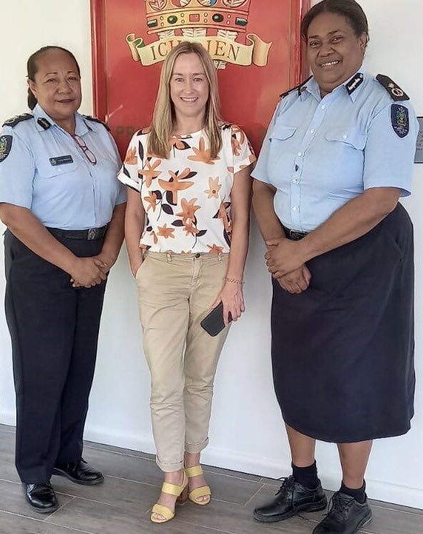 Great to catch up with RSIPF today to discuss the #UKPacificPartnership and the support provided by 🇬🇧 @CollegeofPolice and to hear about their positive experiences in #London and #Manchester on the International Leadership Programme #CSSF @BHCHoniara @ukinfiji