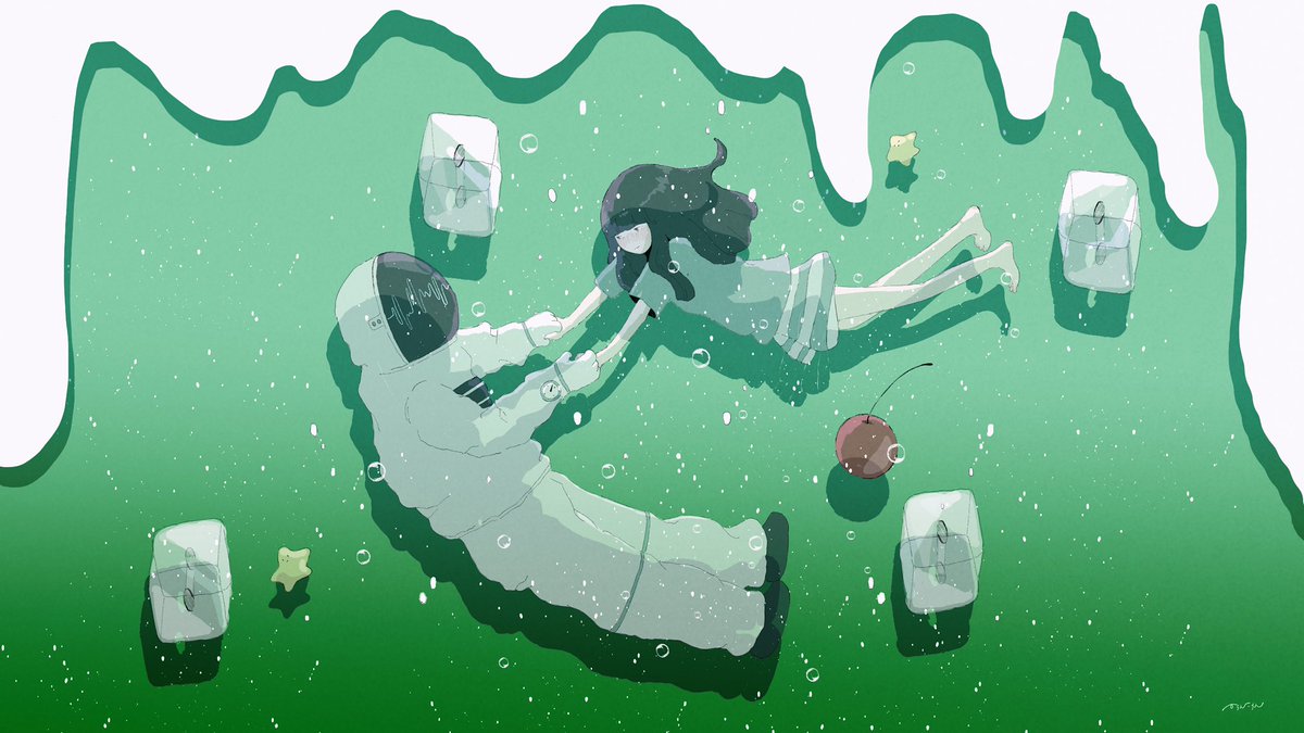「みどりいろの絵 」|からんころんのイラスト