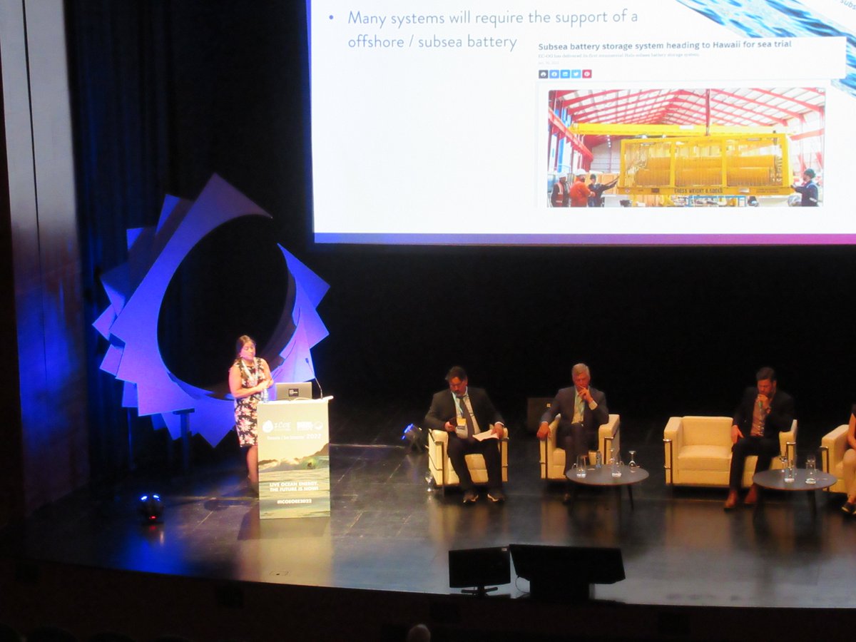 OceanEnergyEU's tweet photo. Johanna Money @scotent at the #ICOEOEE2022 Off-grid markets session: 'There are a number of markets in the blue economy that need a sustainable source of power, which presents a tremendous opportunity for marine energy' @Cluster_Energia https://t.co/yVOqisYTgS