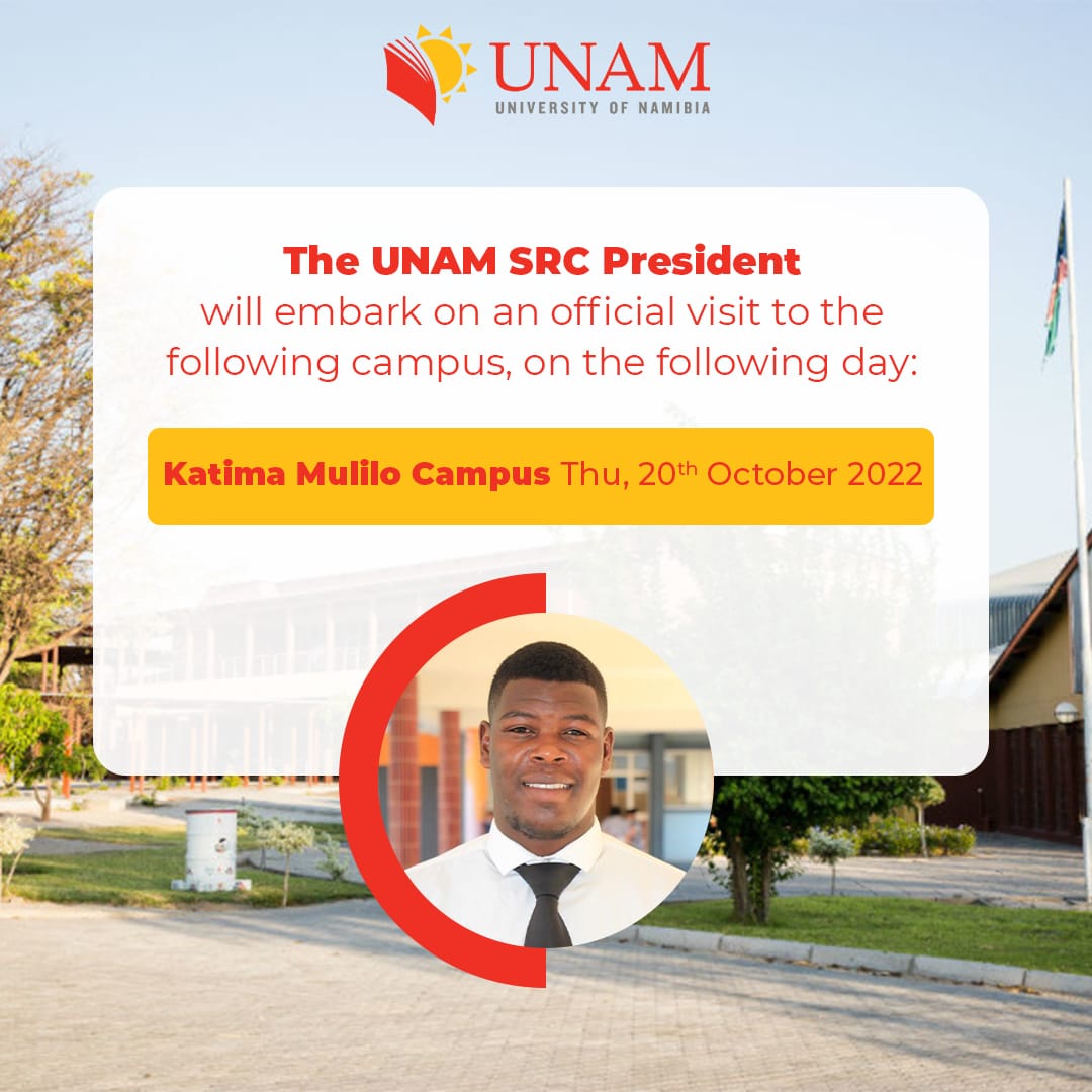 Dear @unam_na Katima Mulilo Campus Students. The SRC President @M_Kambanzera will be with you tomorrow. Prepare some Zambezi bream for him!!! We wish the President all the best as he embarks on his official duties.