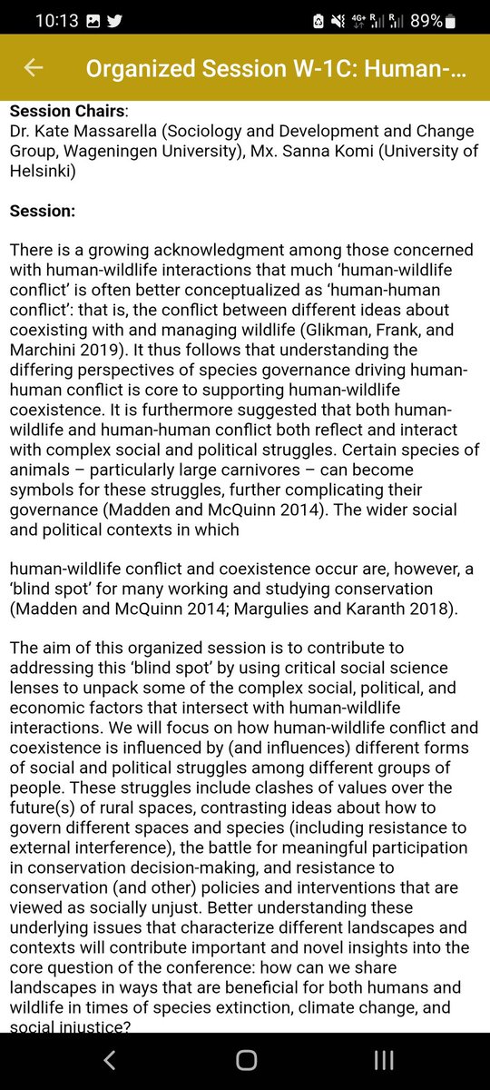 Massive interest for the Human Wildlife Conflict and Political & Social Struggle session organised by @KateDeMass & @sannakomi. They actually had to dismantle one of the walls to make room for everyone! I mean, look at the line-up of stellar speakers👇 #coexistence #wildlife 🧵1/