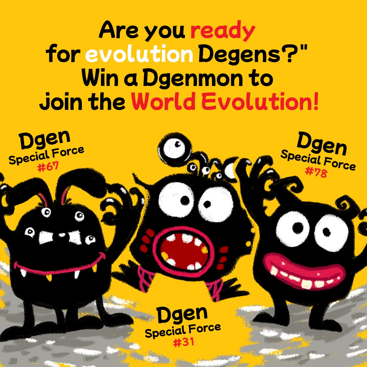 DgenMon's tweet photo. Are you ready for Evolution Degens? Comment why you are excited about the upcoming world evolution and stand a chance to win a Dgenmon! New holders are welcome fam!

#dgenmon #dgenarmy #dagmi #nftcommunity https://t.co/m5hYUSIwRh