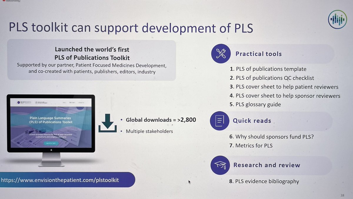 JocelyneBasseal's tweet image. There’s a #toolkit for development of PLS! Thank you @EnvisionPharma &amp;amp; @AusMedWriters such an excellent webinar!