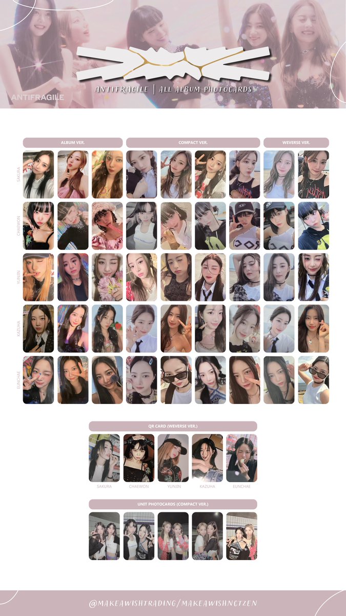 COMPLETE le sserafim 르세라핌 album photocard template: ot7 all