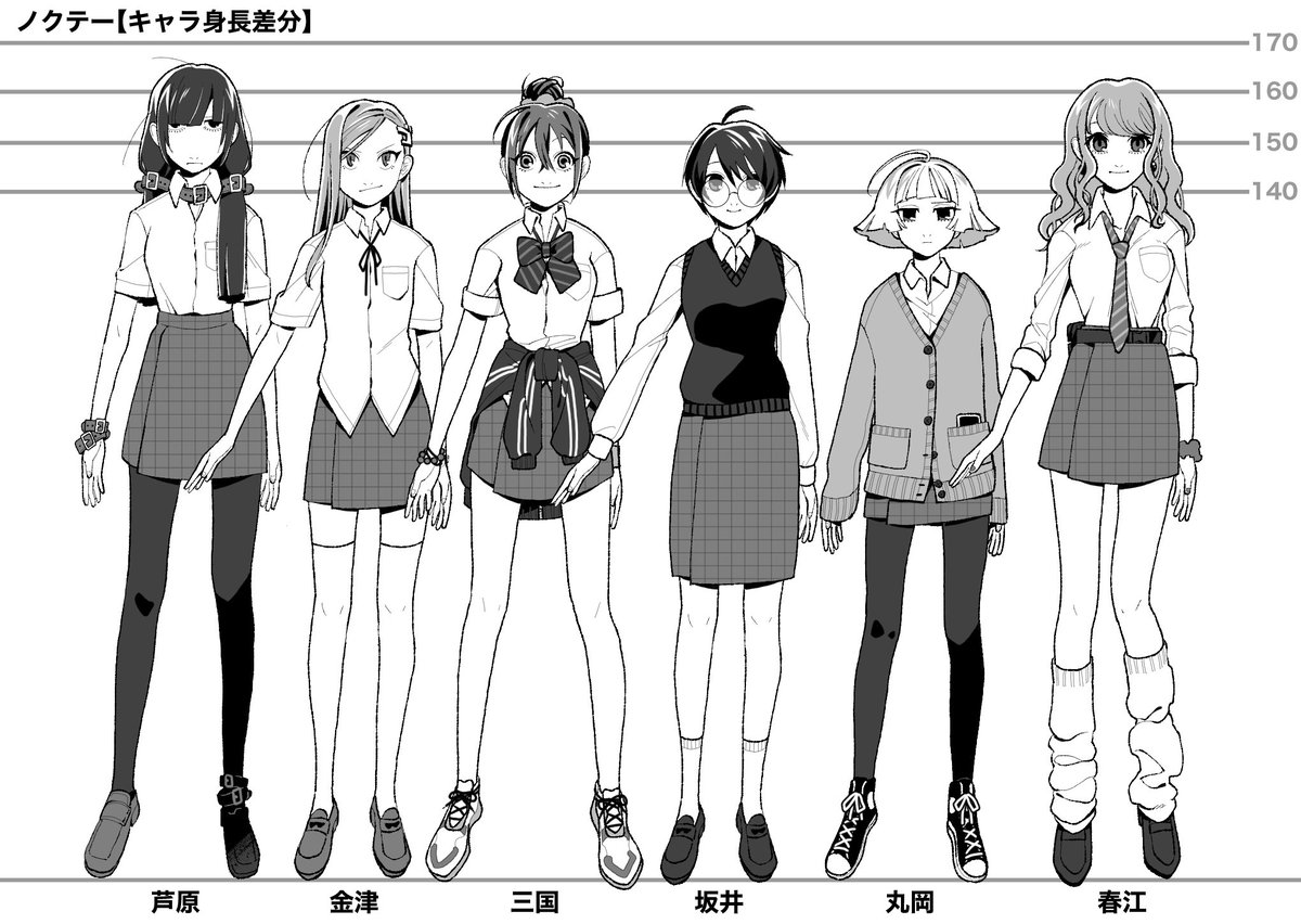 AzmYstr's tweet image. 創作キャラの身長差分