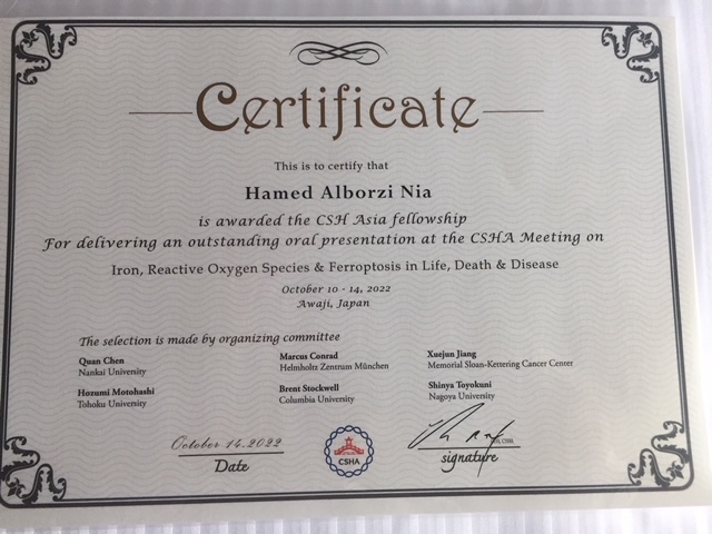 Congratulations Hamed <a href="/HamedAlborzy/">Hamed Alborzinia</a>🥳! Great that you had an exciting an successful time at the #CSHAsia meeting!