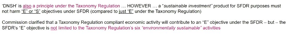 jonathanboyd's tweet photo. Lots of insights into data/reporting/alignment challenges viz SFDR/Taxonomy/other regs in EU at #LSIW22
This gem today from @LinklatersLLP : definition of 'sustainable' is similar but different between SFDR/Taxonomy, so beware what scope your fund falls into https://t.co/qK6UfNsyVQ