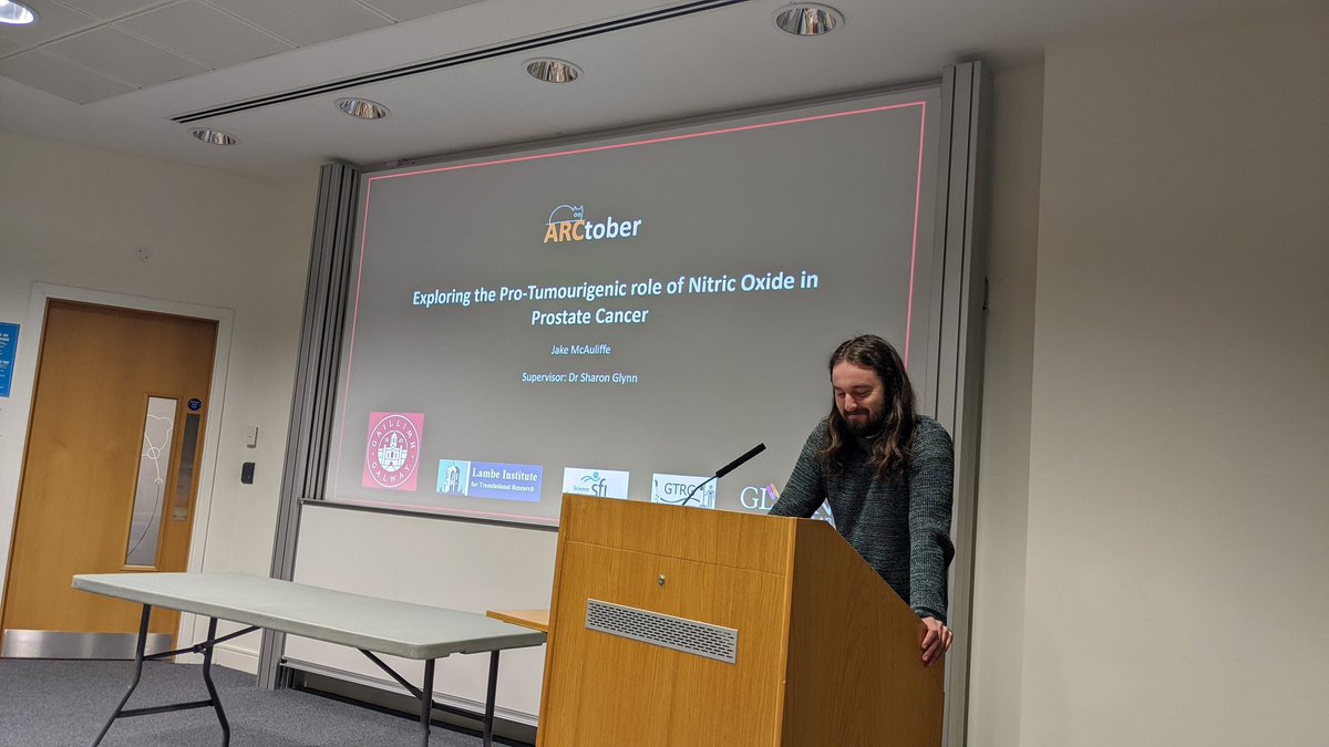 ARC_UniOfGalway's tweet photo. It's Wednesday morning which means #ARCtalk Today's speaker was @JakeMcAwful from @shazglynn lab who discussed his research investigating the role of nitric oxide in prostate cancer. https://t.co/Msck9gN3Nn