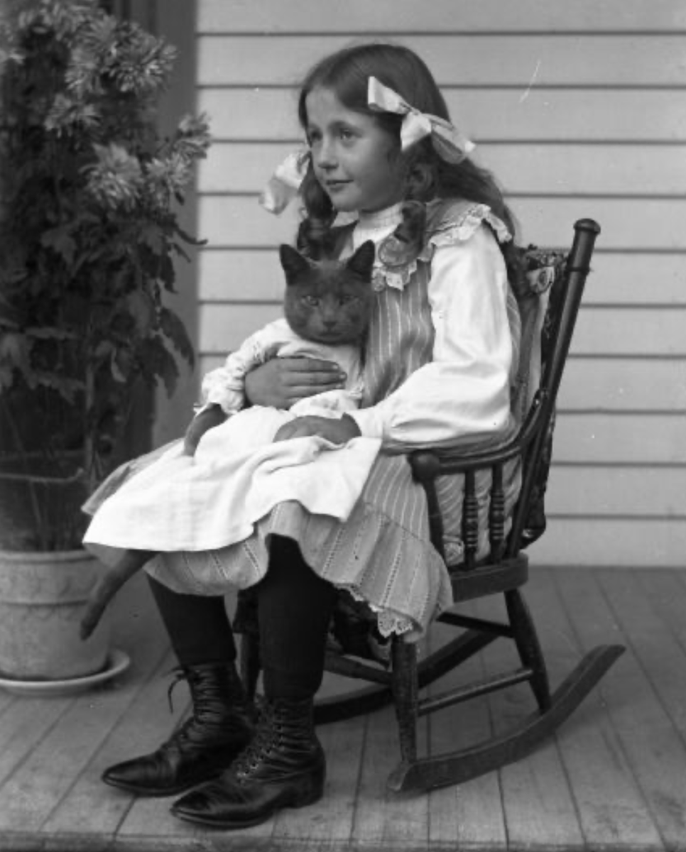Cats of Yore on Twitter ""Jennie Krueger sitting in a rocking chair on