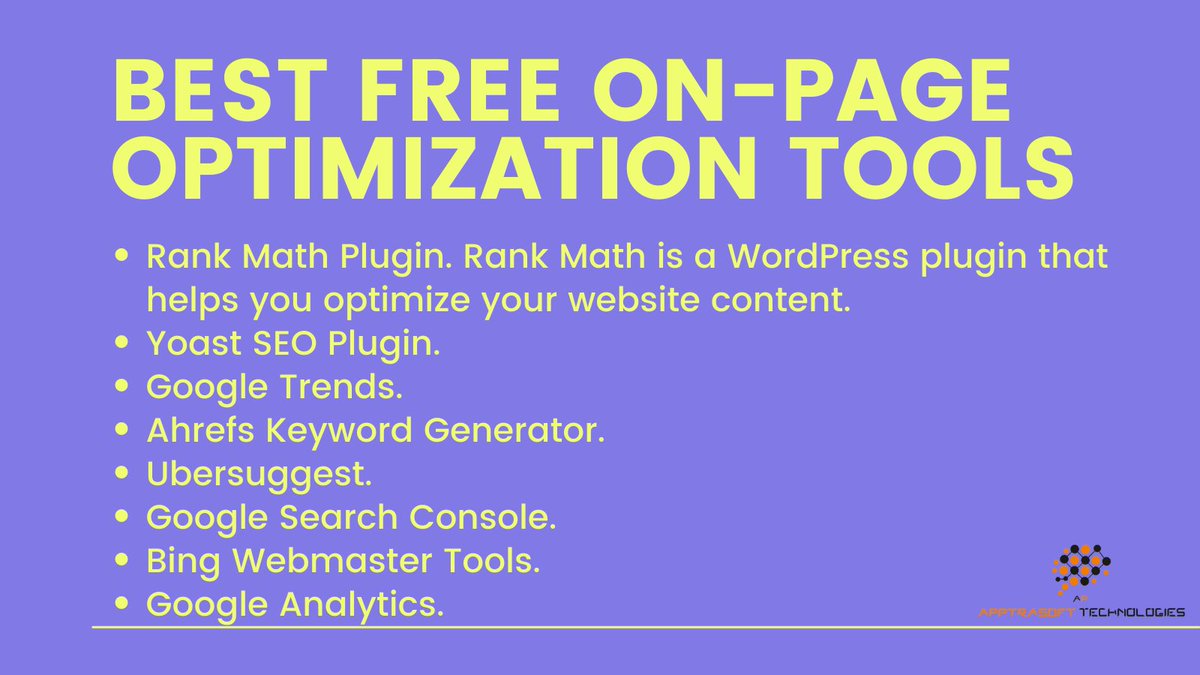 apptrasoft's tweet photo. Best On Page Optimization Tools.
.
.
.
.
We help businesses of all sizes to build their online presence, grow their business, and reach new heights.
.
.
.
👉For Digital Marketing Services visit our website: https://t.co/gxwUzK2UCf https://t.co/PPuGem60ZC