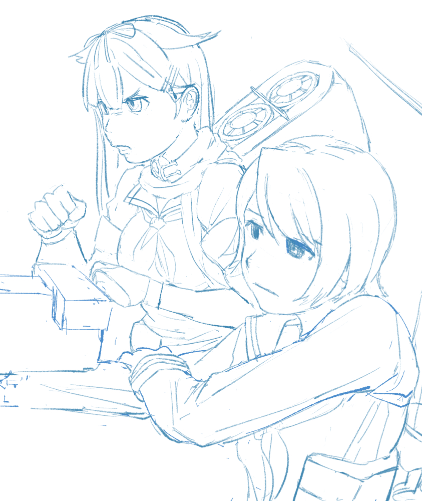 夕立(艦これ) 「今回はボクが抑え役かぁ…とか思ってるもがみん」|メガクラ禁止のイラスト