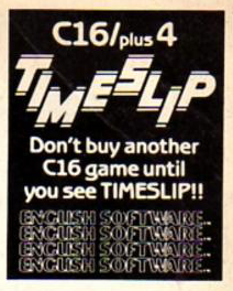TakodanTweets's tweet image. Tiny 1985 advert for a game called Timeslip by #EnglishSoftware on #Commodore #C16 #Plus4