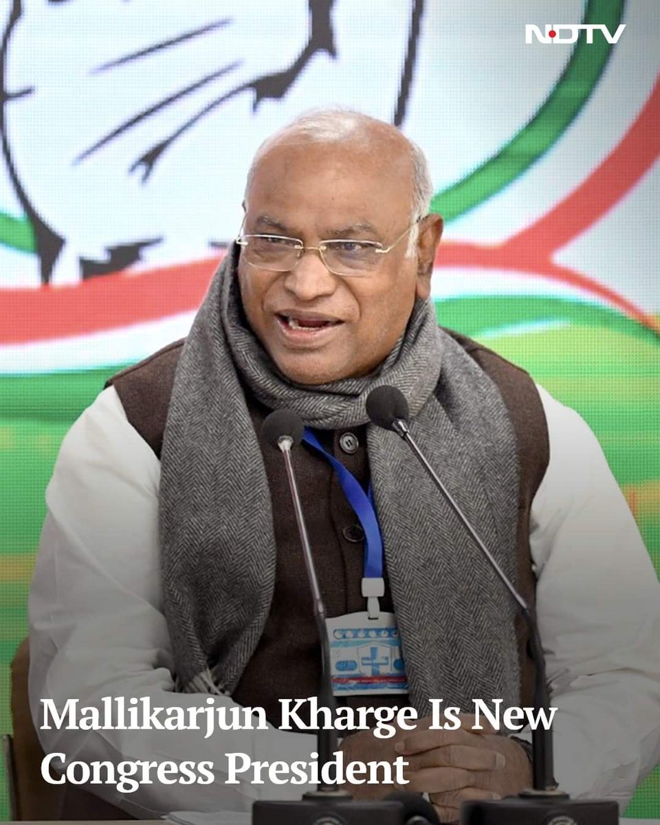 *👁️‍🗨️  Mallikarjun Kharge set to be the new Congress president, received over 7000 votes; Shashi Tharoor garnered over 1000 votes.*
<a href="/kharge/">Mallikarjun Kharge</a> #WINNER #Congratulations