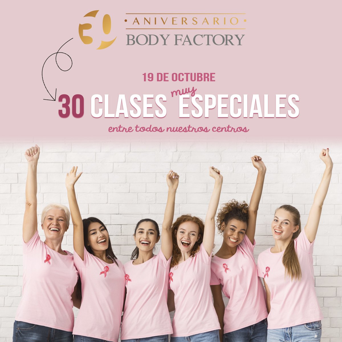 BodyFactory_ES's tweet image. Rosa. Así hemos teñido hoy nuestros centros, nuestras clases y nuestros corazones. Ponte tu camiseta rosa y ven a darlo todo en alguna de las 30 clases rosas. 
Y si escaneas el QR de la imagen y aportas tu donación, tod@s saldremos ganando. 
#DíaMundialDelCáncerDeMama