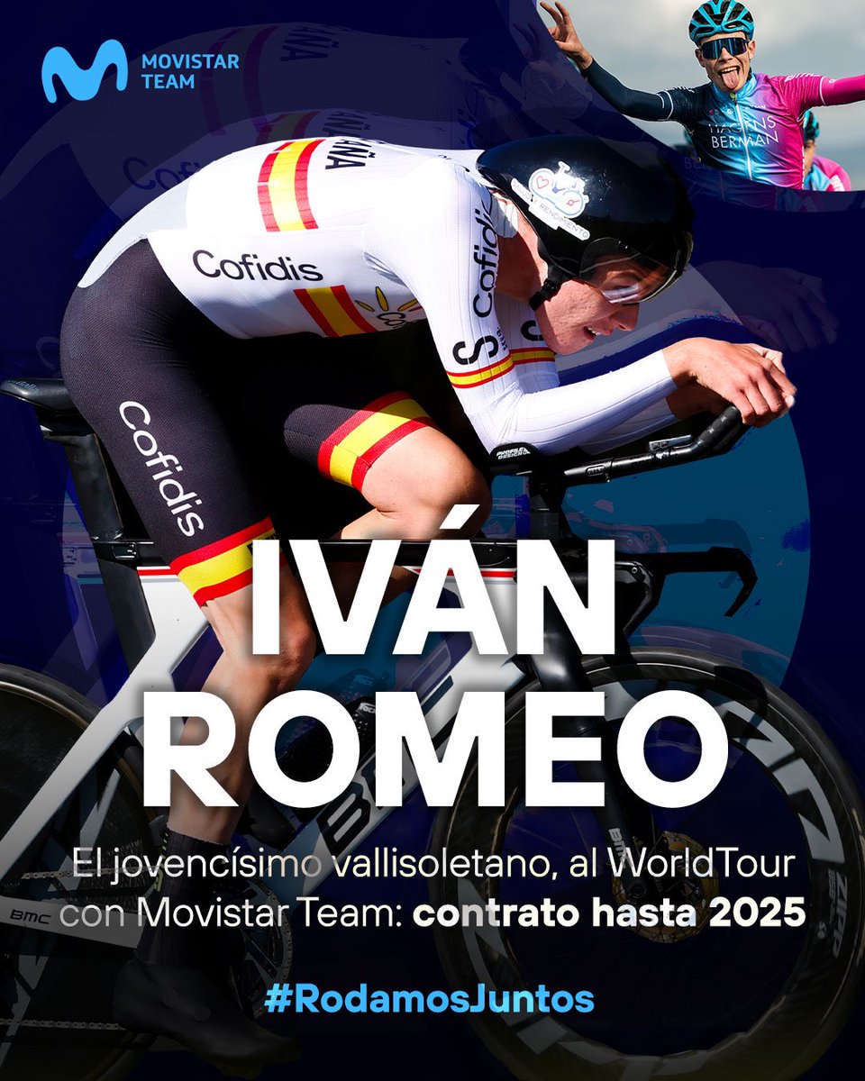 ivanromeo_03's tweet photo. Muy contento de anunciar que formaré parte del @Movistar_Team durante las próximas tres temporadas🙌🏻Ⓜ️

Dar el salto al máximo nivel con el equipo de casa es algo con lo que he soñado desde niño, pero queda mucho trabajo por delante 👊🏼🙌🏻

Vamos a por el 2023🔛⚡️

#rodamosjuntos https://t.co/AFuALGpIqn
