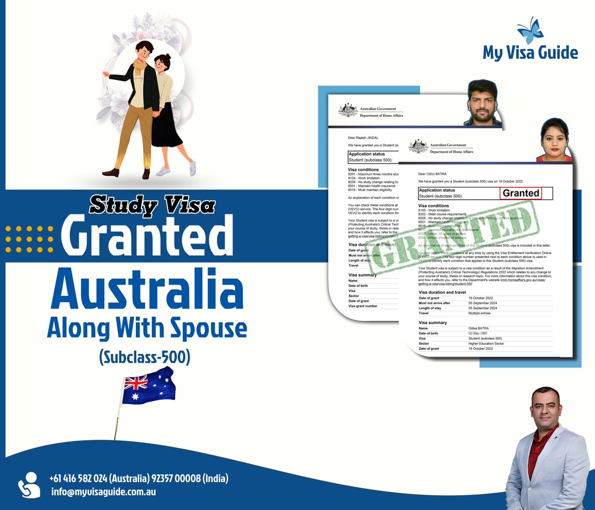 MyVisaGuide's tweet photo. Our visa success story!
MVG
+91 92357-00008, +91 92367-00008
Aᴜsᴛʀᴀʟɪᴀ
+61 - 416582024 , +61- 435460607
#australiastudypermit #AustraliaPR #student #UKStudentVisa #canada #australia #sydneyaustralia #canadaimmigration #canadastudyvisa #workingholidayvisa #australiaimmigration https://t.co/JnKIQZERBC