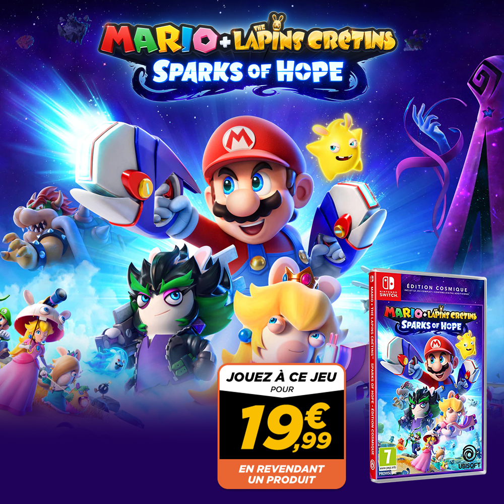 Micromania_Fr's tweet photo. Jouez à Mario + Les Lapins Crétins - Sparks of Hope pour 19,99€ en revendant un produit ➡️ https://t.co/jK6hYRtZ5N

Le jeu sort demain ! #MarioLapins https://t.co/TKJgFLbPcc