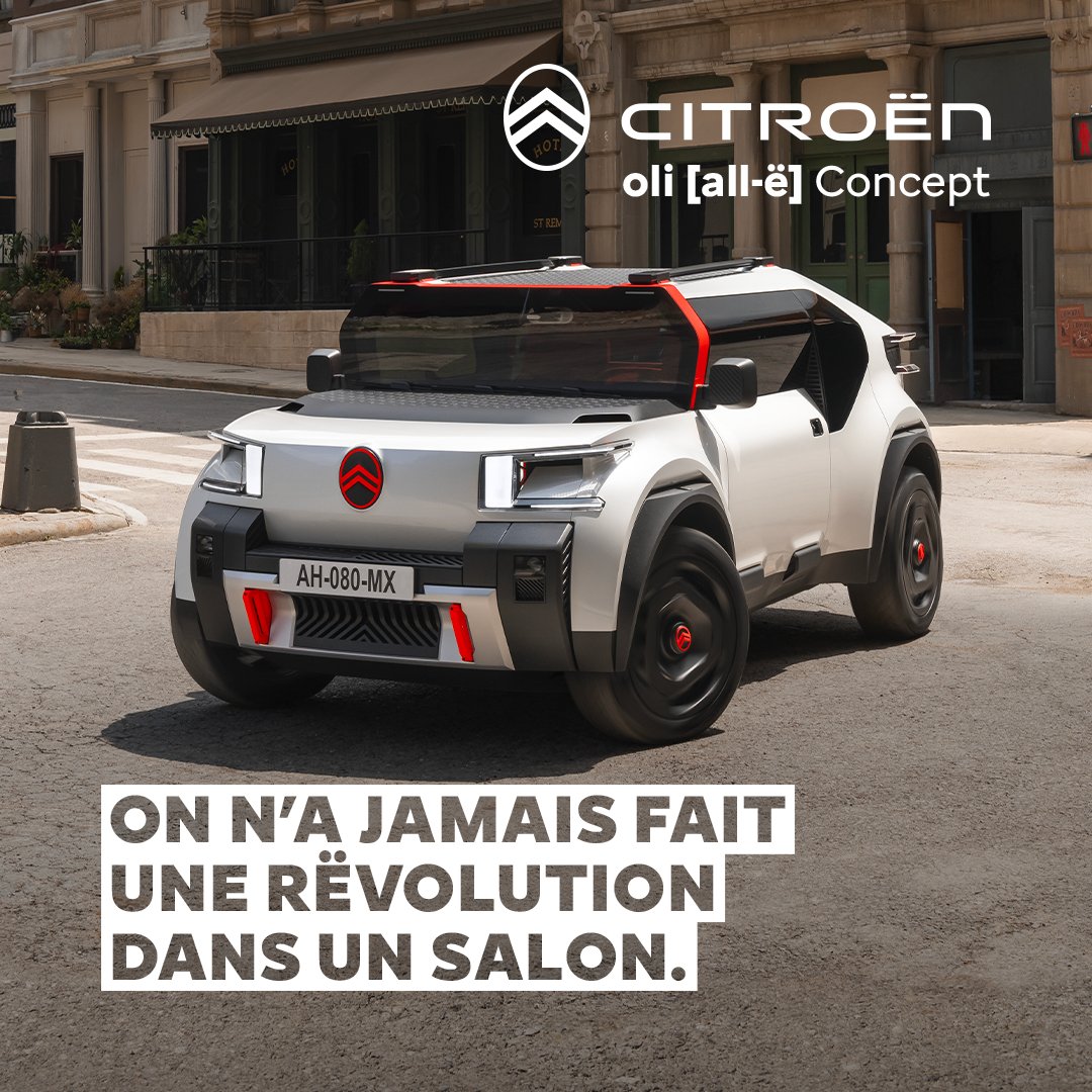 CitroenFrance's tweet photo. Cette année, pas de salon de l’auto pour nous. #CitroënOli préfère les pavés aux podiums. https://t.co/rhFr5t4aTU
