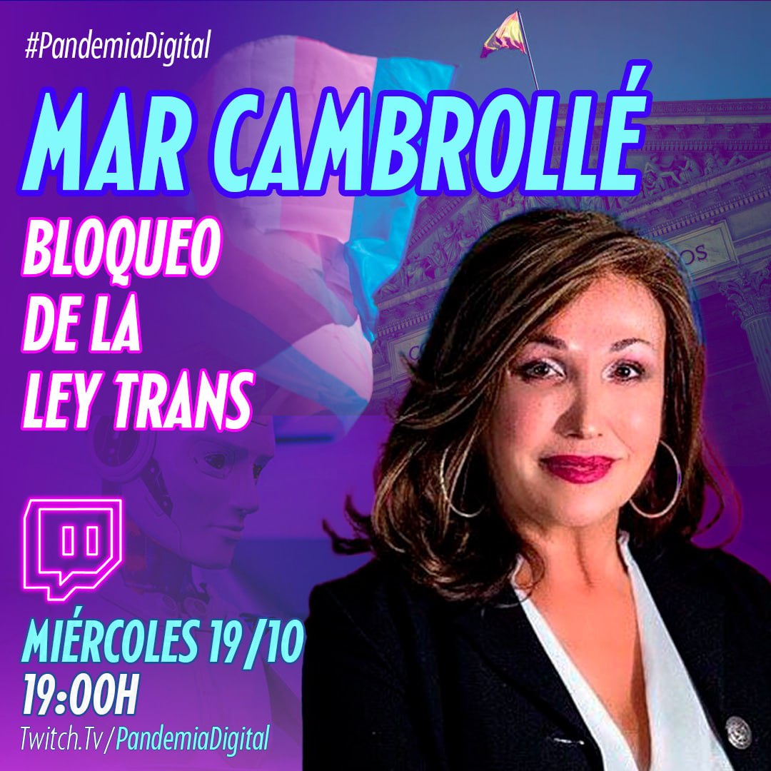 PandemiaDigitaI's tweet photo. Hoy en Pandemia Digital, a partir de las 19.00, tedremos a dos invitadas impresionantes, dos históricas activistas, dos mujeres de los pies a la cabeza. Hoy nos acompañarán @CambrolleMar y @CarlaAntonelli
Contra el odio y las mentiras #HabraLeyTrans
https://t.co/aVCNkSzAxw https://t.co/7sFqKxphHX