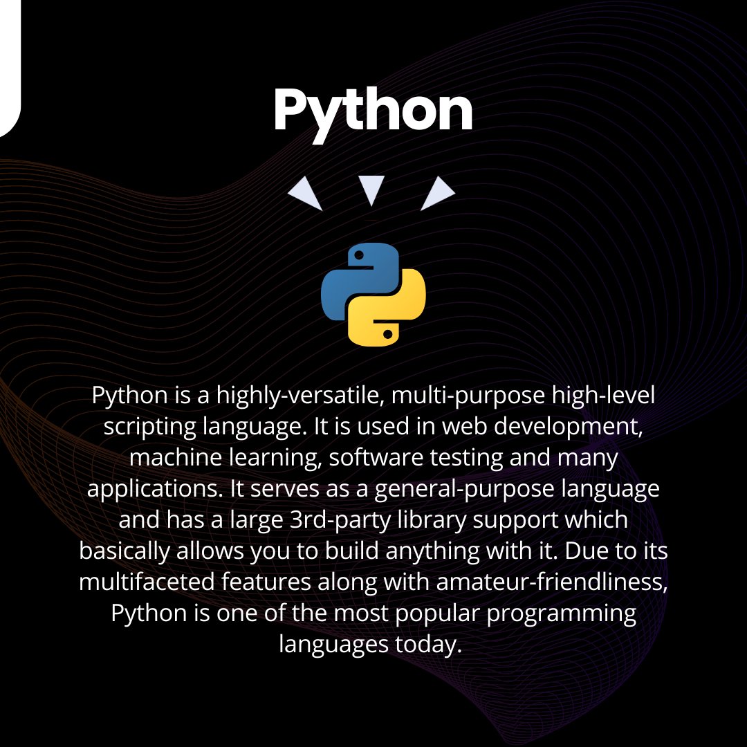 TechstackD_'s tweet image. Ready to branch out in the world of programming languages? Introducing Python!
Follow Techstack Digital to get more insight into the world of technology.
#python #programming #programminglanguage #techstackdigital #software #softwaredeveloper #website #websitedesigning #uiux