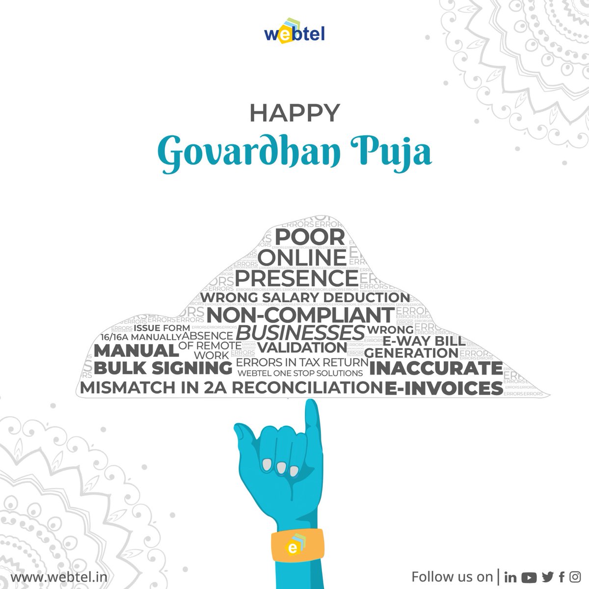webteldotin's tweet photo. We hold the mountain of business challenges
so that your business stays protected from harsh
business losses.
✨HAPPY GOVARDHAN PUJA✨
.
.
#govardhan #GovardhanPuja #govardhanpuja #Webtel #webtelelectrosoft https://t.co/jNxIQk6NAo