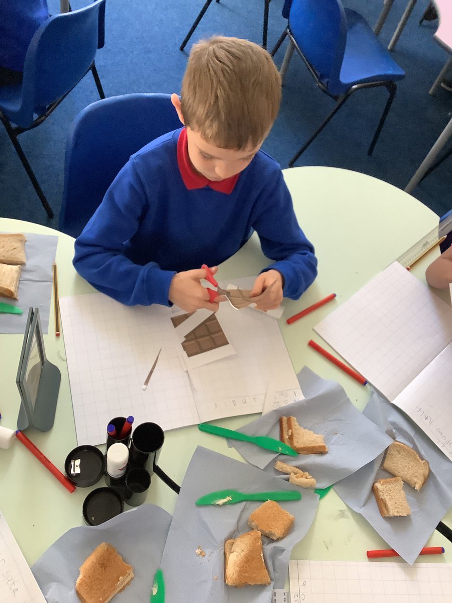 HTPS_MrsWay's tweet photo. @HTPS_MrsWay Sharing our food by cutting it in half! The sandwiches were delicious π #HTPSchool #HTPSM&N #BigMaths https://t.co/4NidjzzcpN