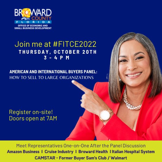 MaribelF2014's tweet photo. Do you want to do business with Cruise lines, Amazon, local and international hospitals and more?  See you at FITCE - FREE Walk-in Registration! #oesbd #FITCE #smallbiz #international https://t.co/x0pH05eE6p
