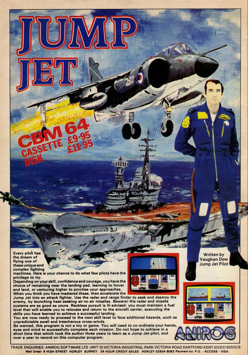 TakodanTweets's tweet photo. 1985 ad for the game Jump Jet by #Anirog on #Commodore #C64 https://t.co/VDfODleLmb