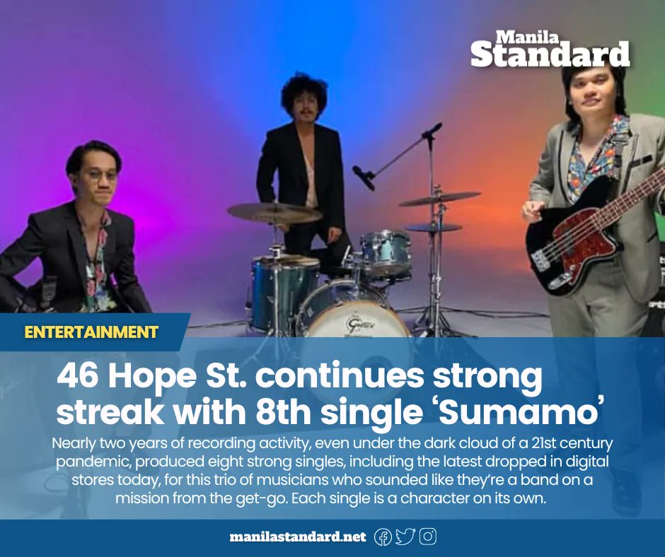 mnlstandardph's tweet photo. It takes a lot to be able to steadily record and release original songs in these turbulent times. But that is what 46 Hope St. has been doing since it debuted early last year when the world was still grappling with the shock of 2020. 
READ:
https://t.co/YmyXnORyY9 https://t.co/4Rv7c5ZJg8