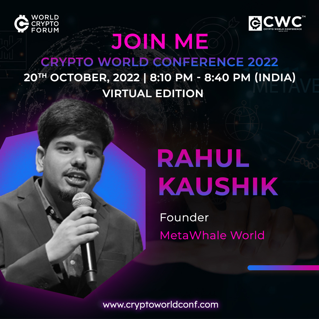 Join our eminent speakers at Crypto World Conference 2022 and witness them sharing their valuable thoughts on #web3  - Hype or an inevitable Reality? 

Register Now: lnkd.in/ddd8TDwt 

#conference #web3 #nftnews #opportunity #blockchain #cryptocurrency #technology #fintech
