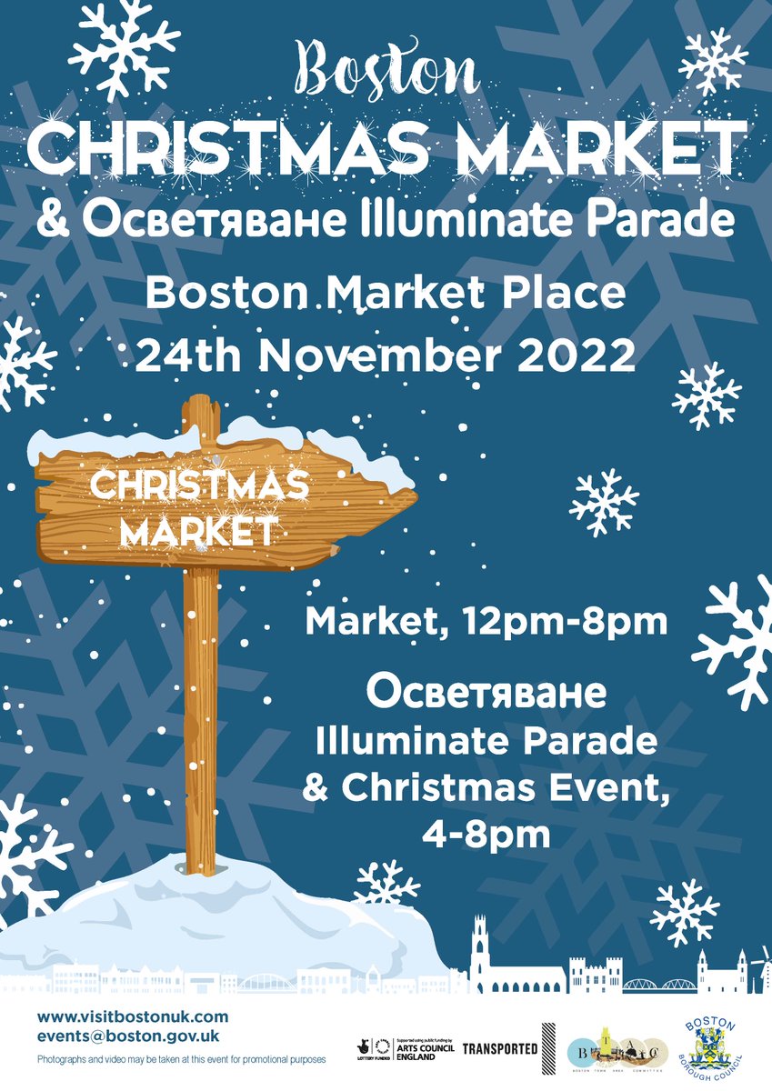 BostonBorough's tweet photo. 🎄🎅 Boston Christmas Market and Transported Illuminate Parade is returning again this year to Boston Town Centre and welcomes residents, visitors, friends and families

Find out more on our posters below 👇 and our media release at https://t.co/nNcSfyukPQ https://t.co/cK6zIKmueu