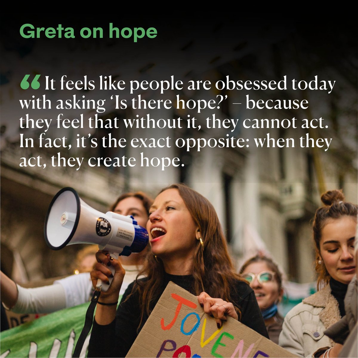 NewStatesman's tweet photo. “We have truth on our side, we have morality on our side, and we have science on our side.” 

As guest editor for the New Statesman this week, @GretaThunberg speaks to @bjork about tackling the climate crisis.