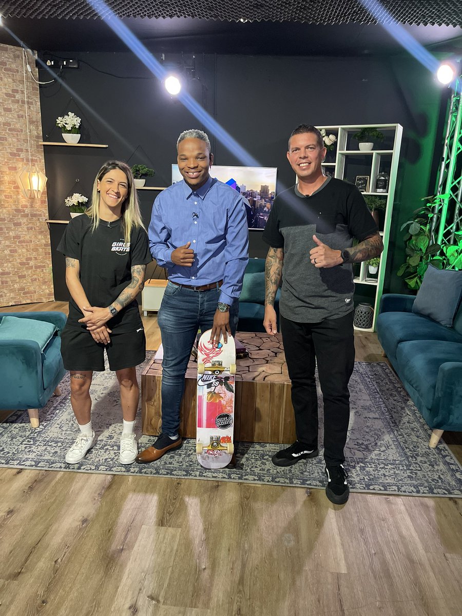 LW_Mag's tweet photo. Shout-out to @MorningShowSA and @ob_knows for having us and talking #StreetLines Skate Tournament with Sharné Jacobs 👌

#Skateboarding #ActionSports https://t.co/AUMSaH2oex