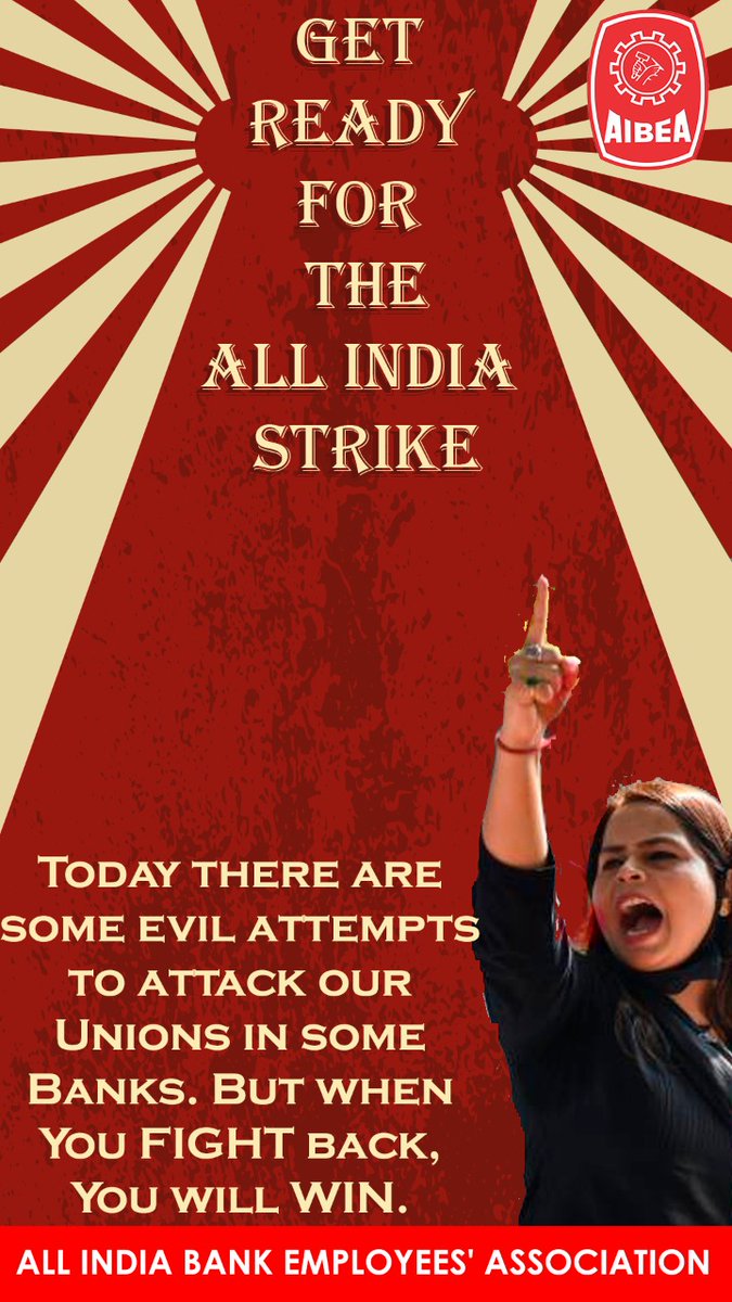ChVenkatachalam's tweet photo. Get Ready for All India Strike 
#AIBEA https://t.co/i75f8RlDbO