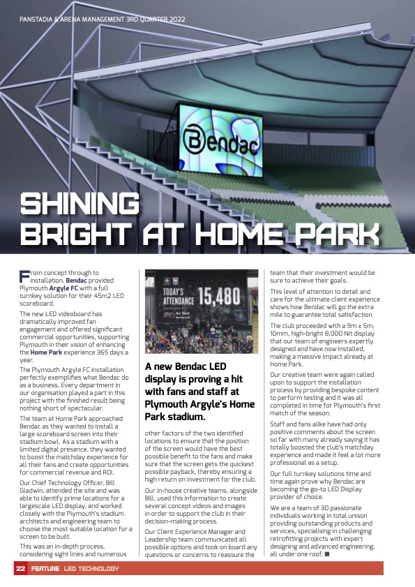Bendac_Labs's tweet photo. Read all about it! We pleased to see our teams hard work at @Argyle recognised within the latest addition of @PanStadiaArena! The issue is online now, but head to the link below to check out our feature: https://t.co/psZcxyMrta
#football #av #fanexperience #pafc #BendacLED https://t.co/8iM5VJfSzI