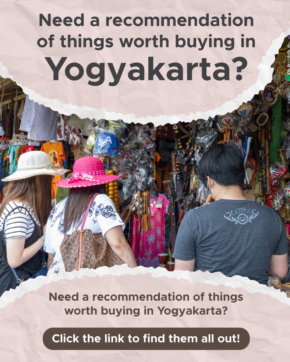 Looking forward to exploring Yogyakarta? Don’t forget to get your hands on the city’s signature souvenirs! Click the link to discover several must-have items from Yogyakarta! bit.ly/3Cqe0v2 #WonderfulIndonesia