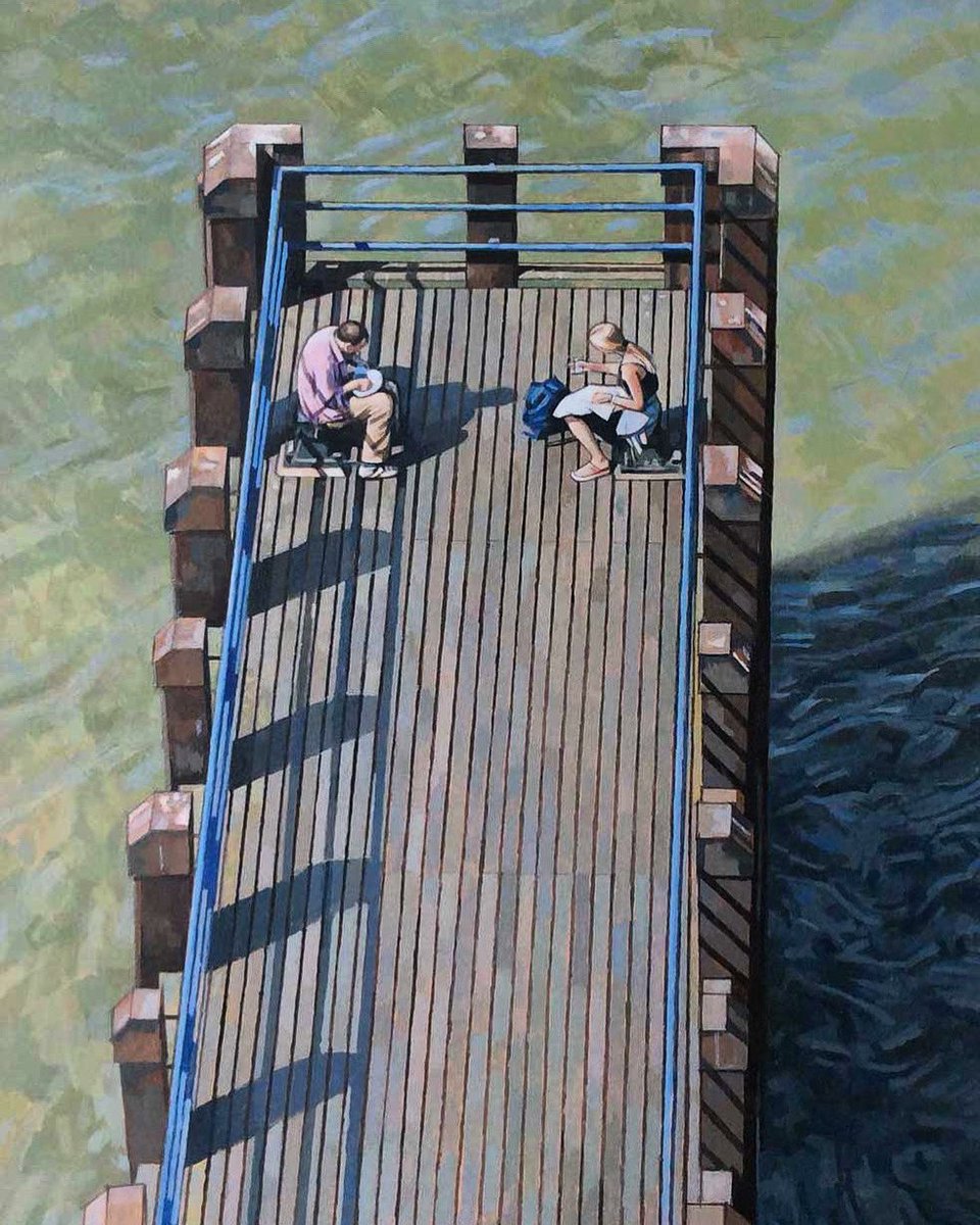 With a variety of prizes on offer, we encourage UK artists to pick up their pencil, brush or tools and enter our 2023 Annual Exhibition via the Link in our Bio.

Title: 'Lunch On the Pier Below Tate Modern'
2022 Finton Frames Award winner and RBA member, Michael Grey-Jones